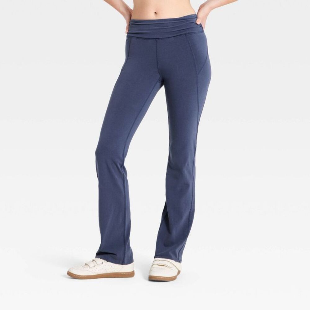 Women's Washed Jersey Mini Flare Pants - JoyLab Blue S